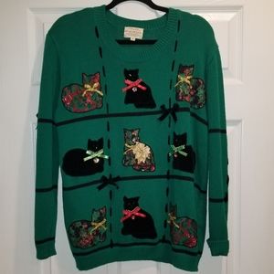 Susan Bristol Cat Christmas Sweater